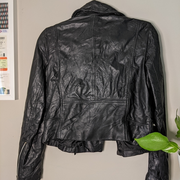 Mango 100% Leather Biker Jacket - Picture 3 of 5